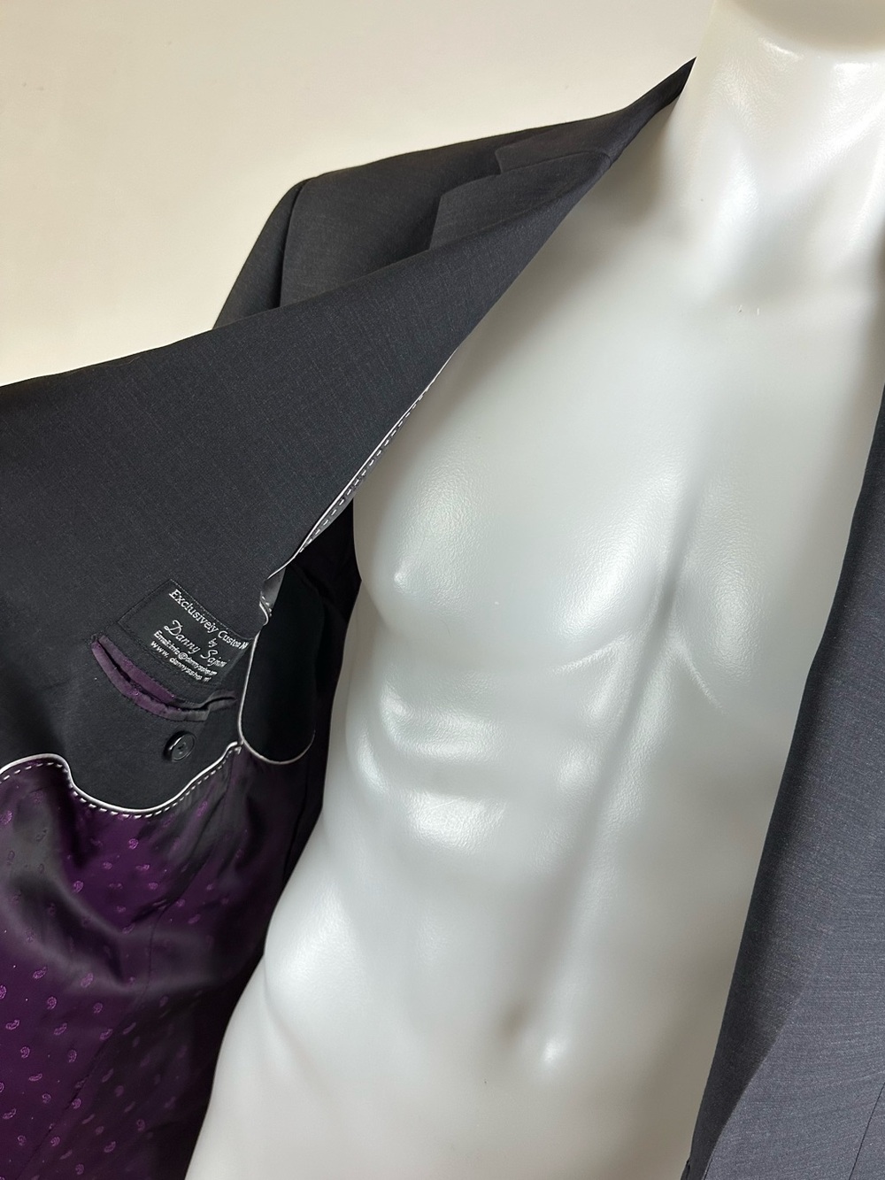 One-of-a-Kind, Bespoke Danny Sajnani Superfine Wool Sport Jacket w/ Purple Liner